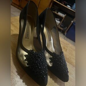 Vintage black beaded heels